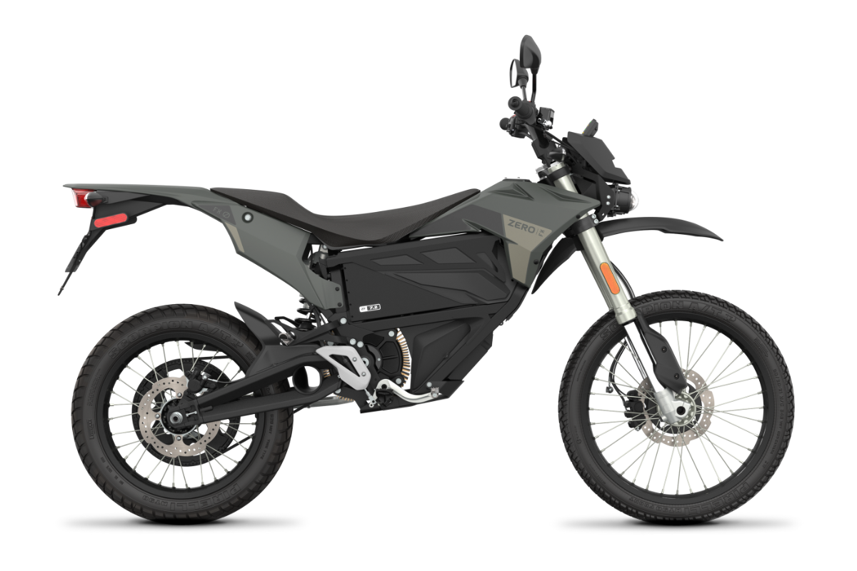 Zero Motorcycles FX MY23: Elektryczny motocykl terenowy w kolorze szarym, e-motocykl z napędem elektrycznym.