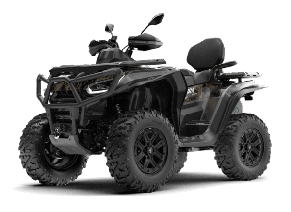 Segway AT10 WL EPS Limited ATV: Wytrzymały, czarny pojazd terenowy z kamuflującymi akcentami, mocnym silnikiem i dużymi oponami terenowymi.